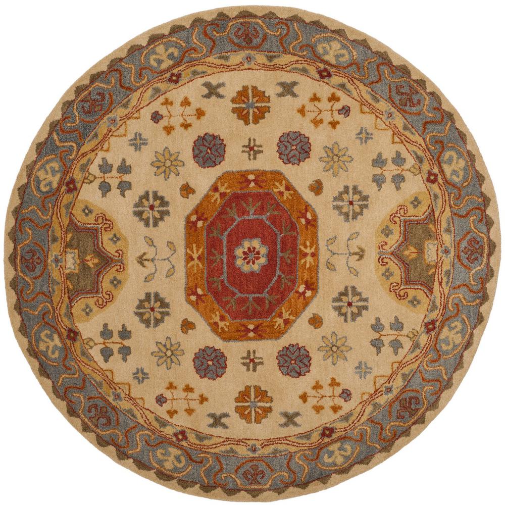 HERITAGE, BEIGE / MULTI, 6' X 6' Round, Area Rug. Picture 1