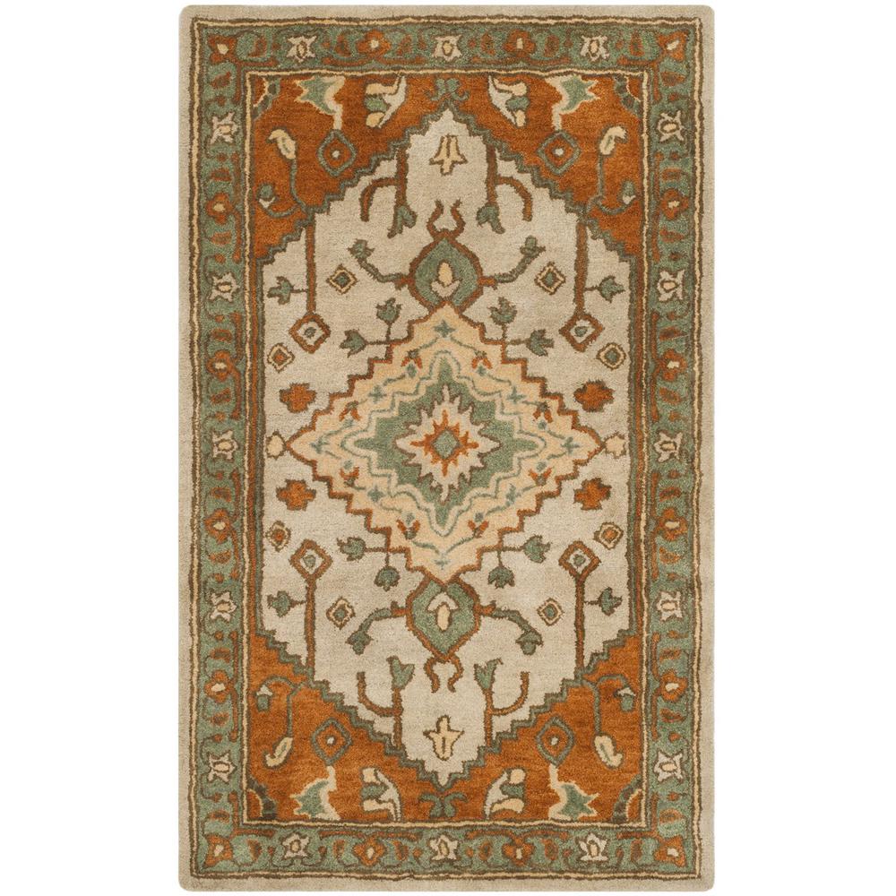 HERITAGE, LIGHT BLUE / RUST, 3' X 5', Area Rug. Picture 1