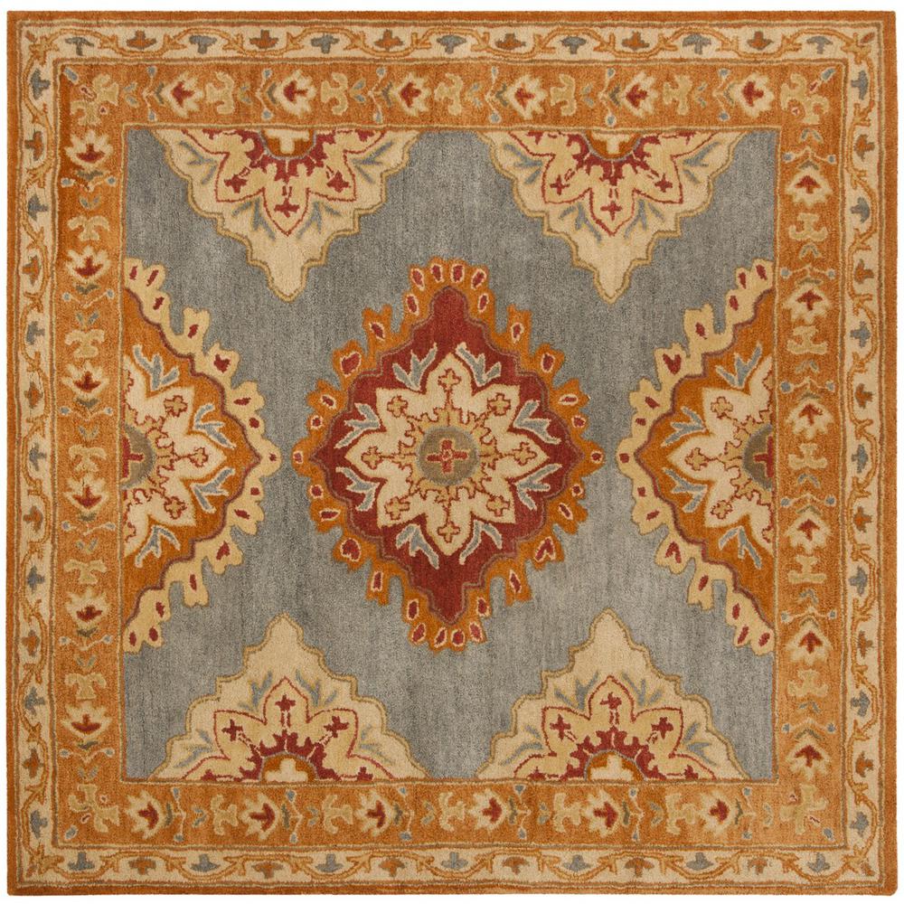 HERITAGE, BLUE / RUST, 6' X 6' Square, Area Rug. Picture 1