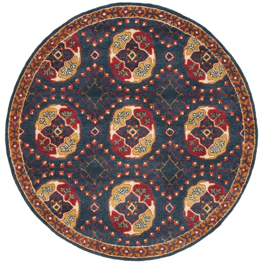 HERITAGE, NAVY / RED, 6' X 6' Round, Area Rug, HG424N-6R. Picture 1