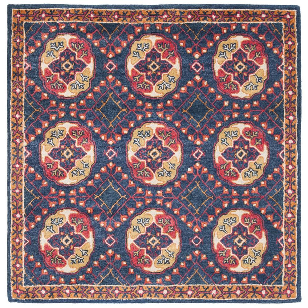 HERITAGE, NAVY / RED, 6' X 6' Square, Area Rug, HG424N-6SQ. Picture 1