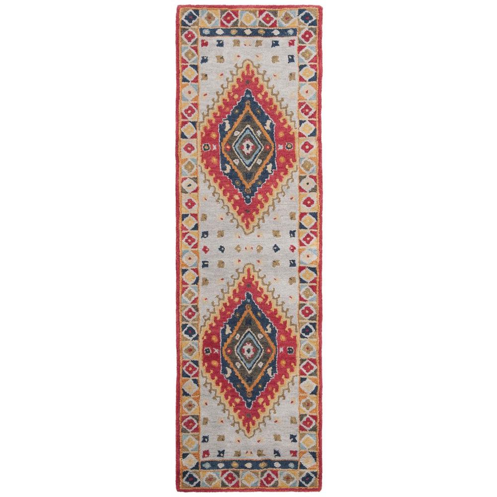 HERITAGE, GREY / RED, 2'-3" X 8', Area Rug. Picture 1