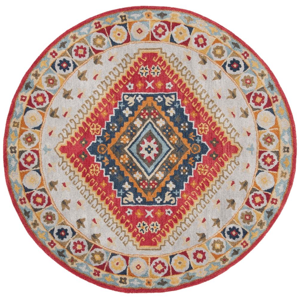 HERITAGE, GREY / RED, 6' X 6' Round, Area Rug. Picture 1