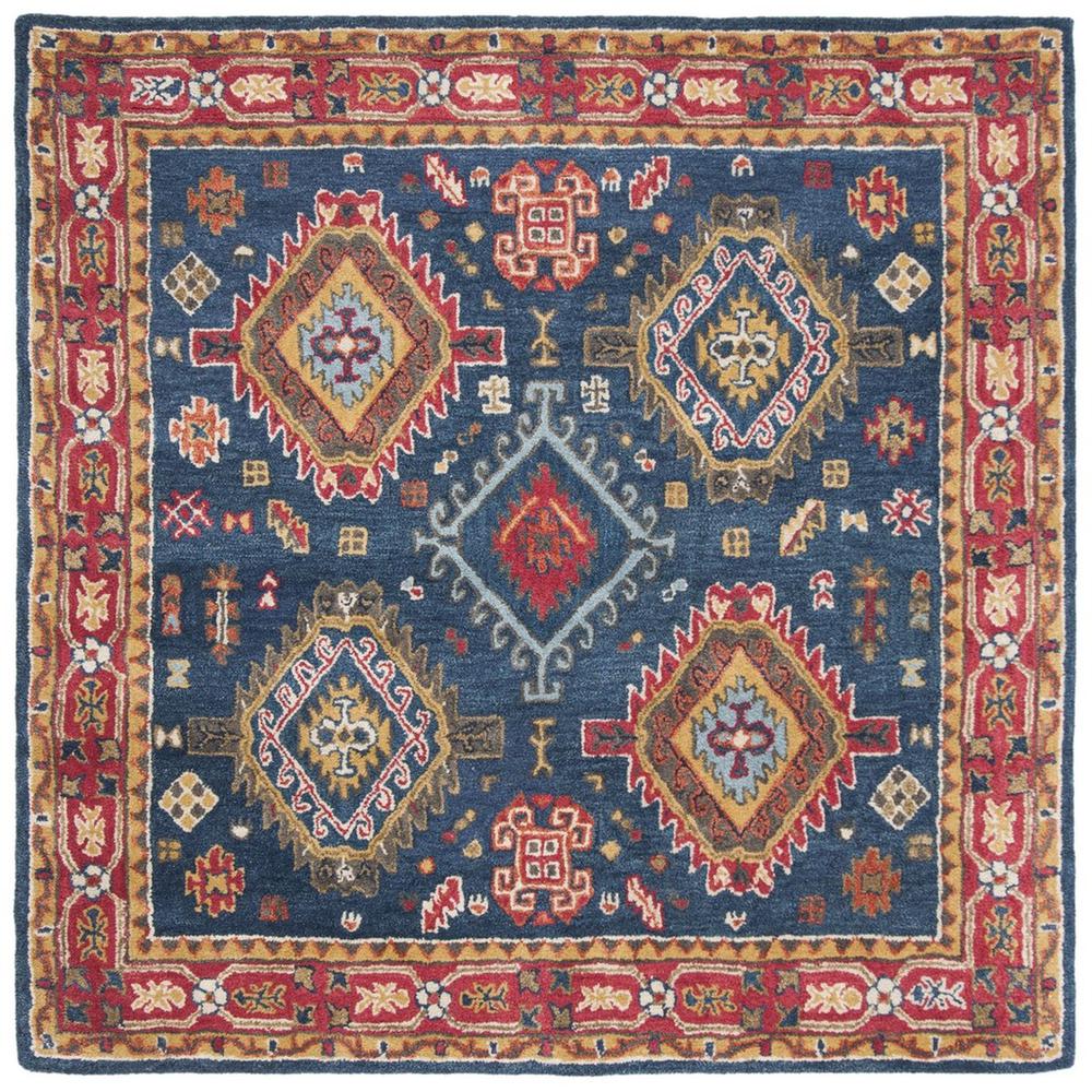 HERITAGE, NAVY / RED, 6' X 6' Square, Area Rug, HG426N-6SQ. Picture 1