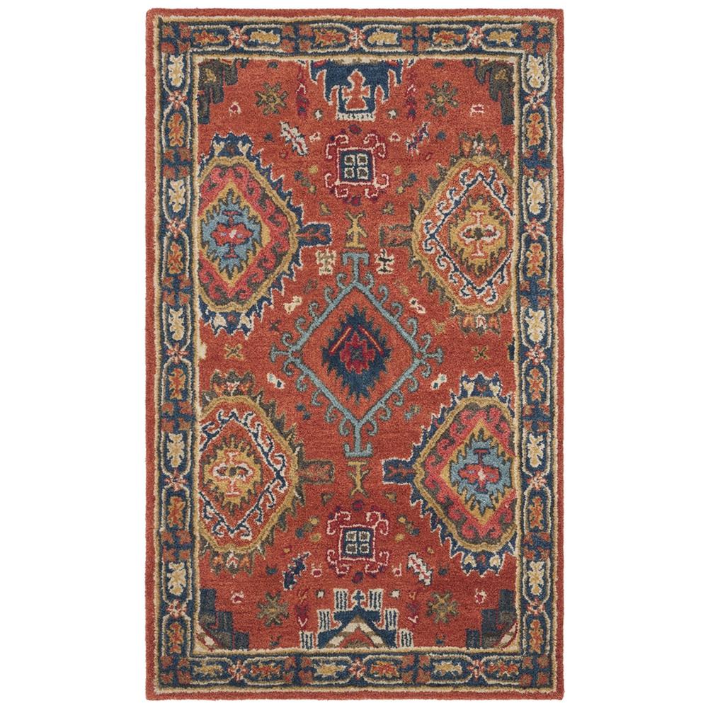 HERITAGE, RUST / NAVY, 3' X 5', Area Rug. Picture 1