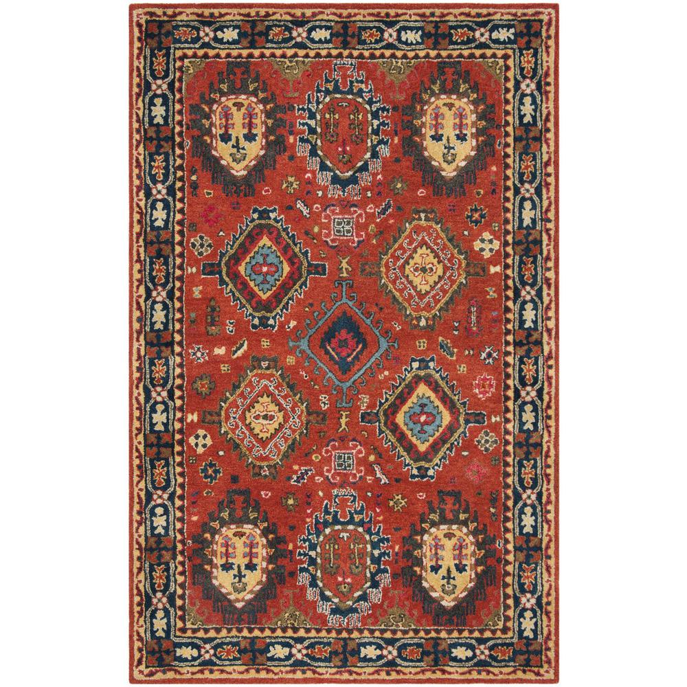 HERITAGE, RUST / NAVY, 5' X 8', Area Rug. Picture 1
