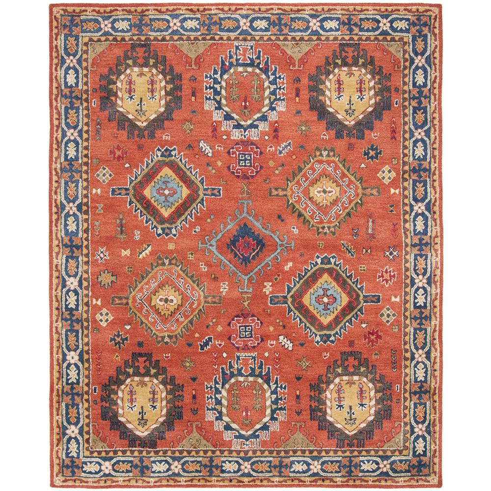 HERITAGE, RUST / NAVY, 8' X 10', Area Rug. Picture 1