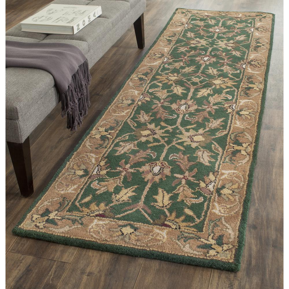 HERITAGE, DARK GREEN / GOLD, 2'-3" X 8', Area Rug. Picture 1