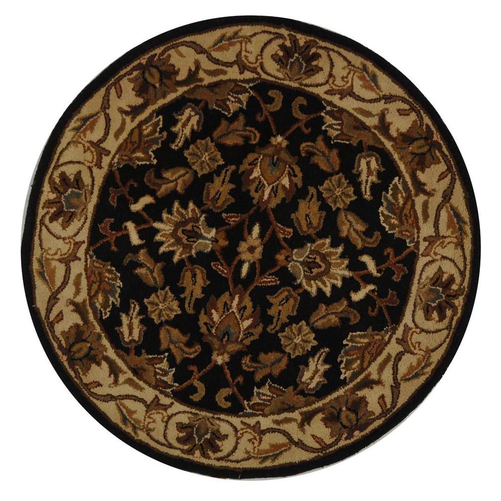 HERITAGE, DARK GREEN / GOLD, 3'-6" X 3'-6" Round, Area Rug. Picture 1