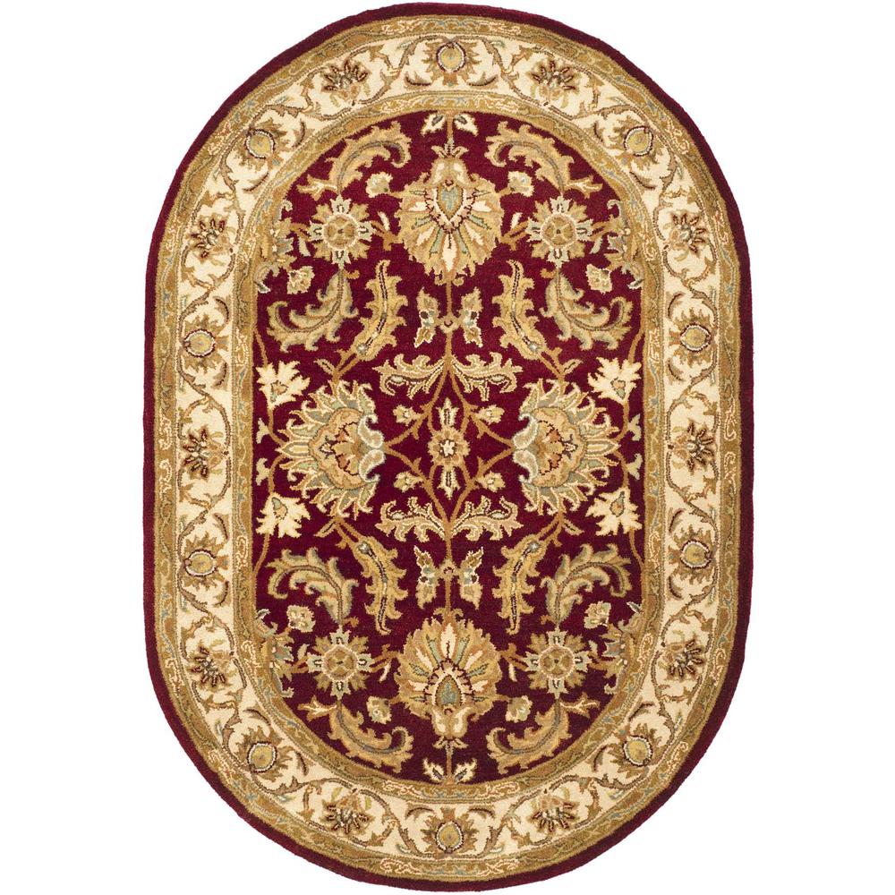 HERITAGE, RED / IVORY, 4'-6" X 6'-6" Oval, Area Rug. Picture 1