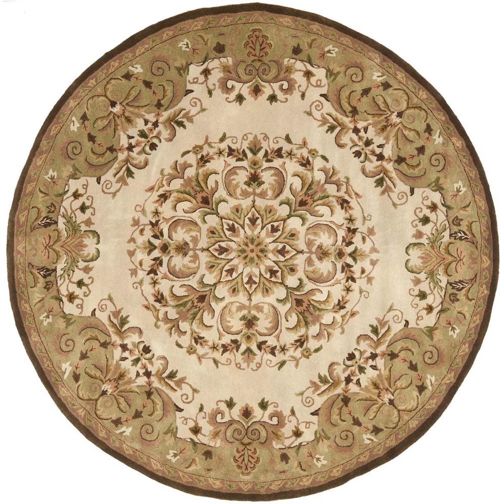 HERITAGE, BEIGE / GREEN, 8' X 8' Round, Area Rug. Picture 1