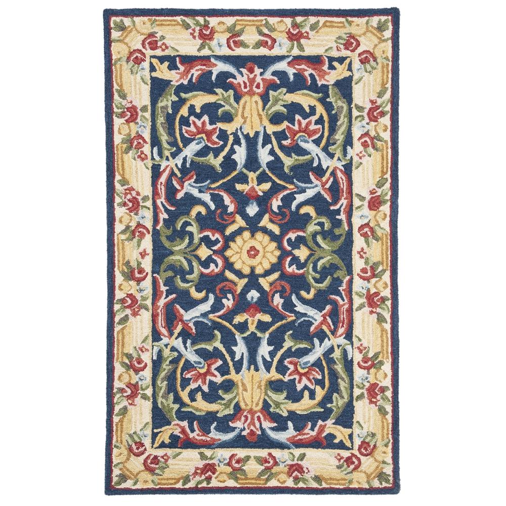 HERITAGE, NAVY / IVORY, 3' X 5', Area Rug. Picture 1