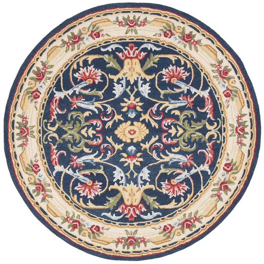 HERITAGE, NAVY / IVORY, 6' X 6' Round, Area Rug. Picture 1