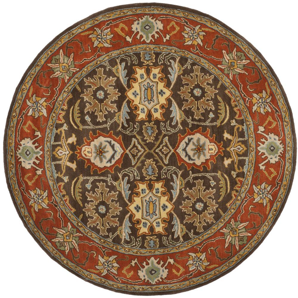 HERITAGE, CHOCOLATE / TANGERINE, 6' X 6' Round, Area Rug. Picture 1