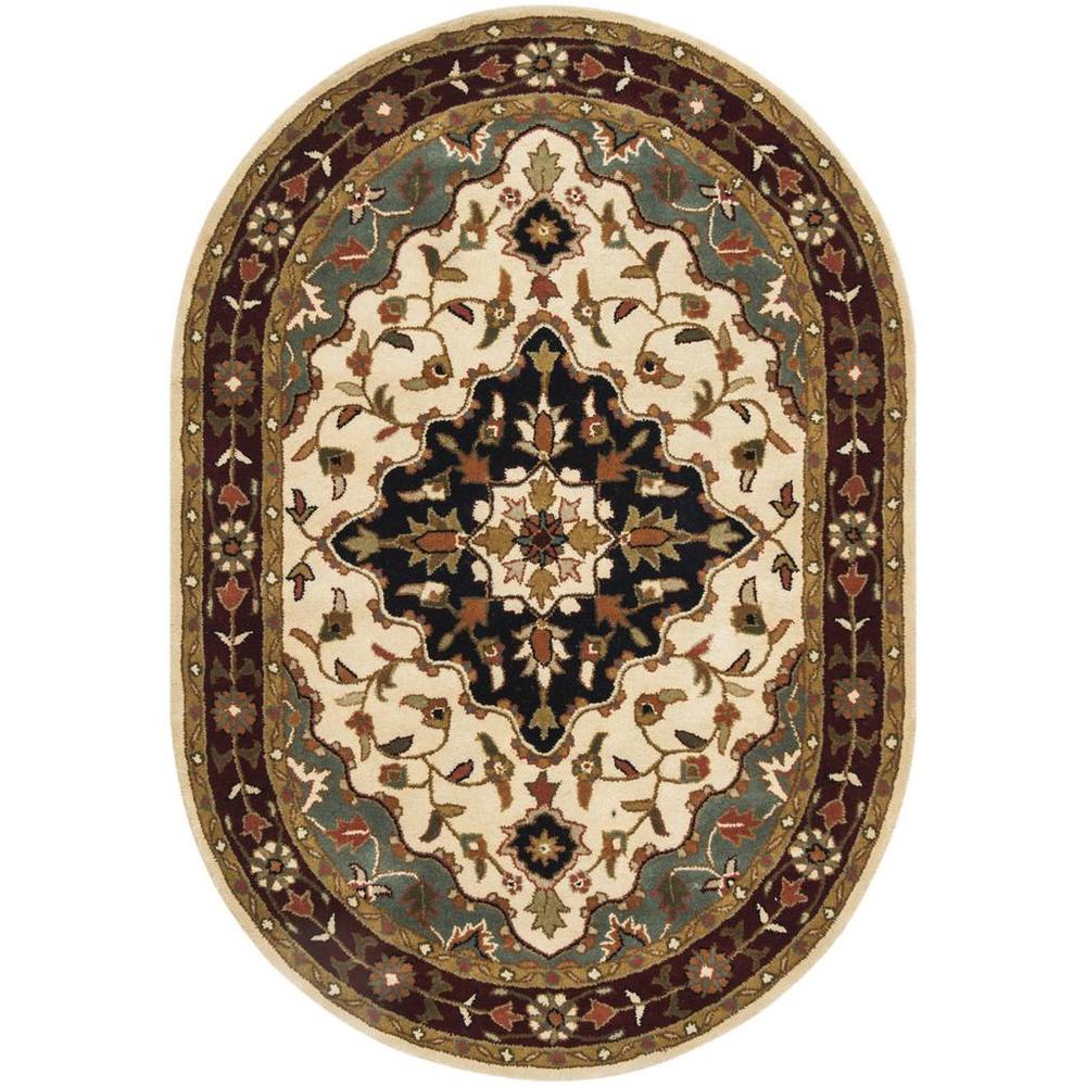 HERITAGE, IVORY / RED, 4'-6" X 6'-6" Oval, Area Rug. Picture 1
