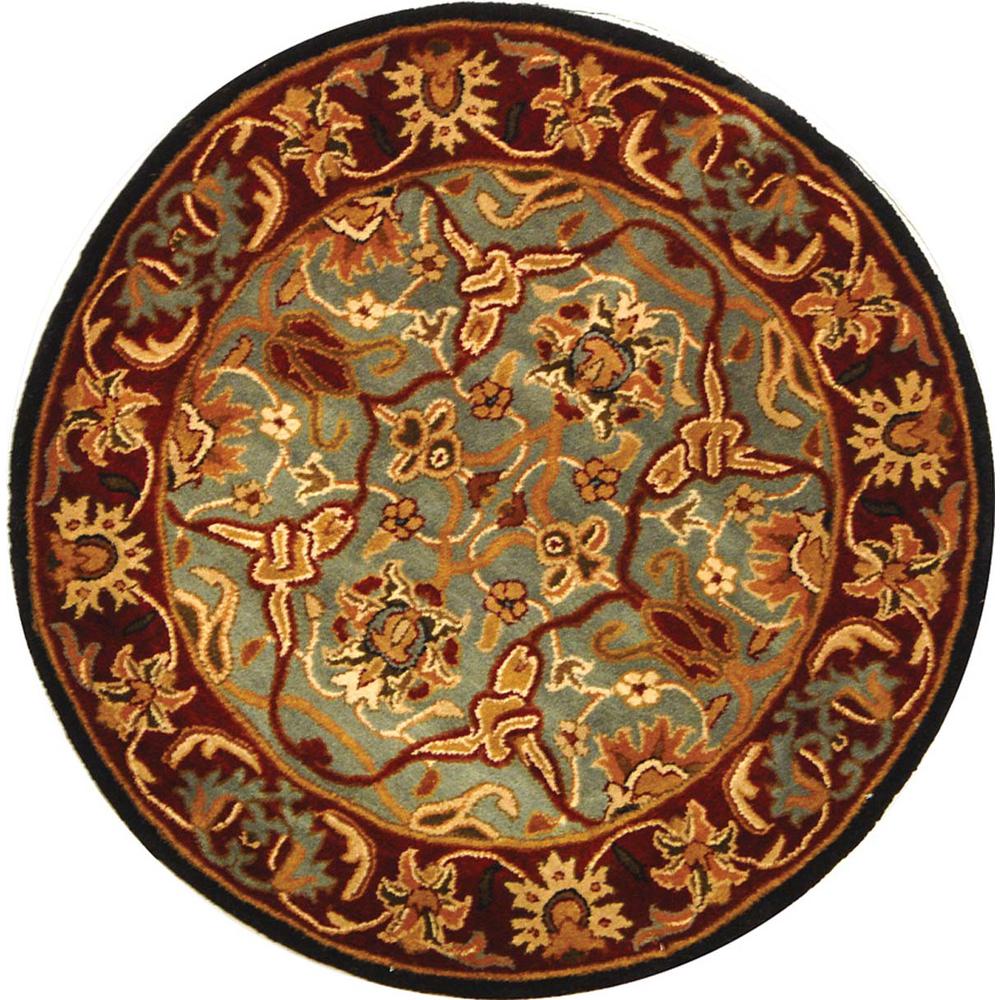 HERITAGE, LIGHT BLUE / RED, 3'-6" X 3'-6" Round, Area Rug. Picture 1