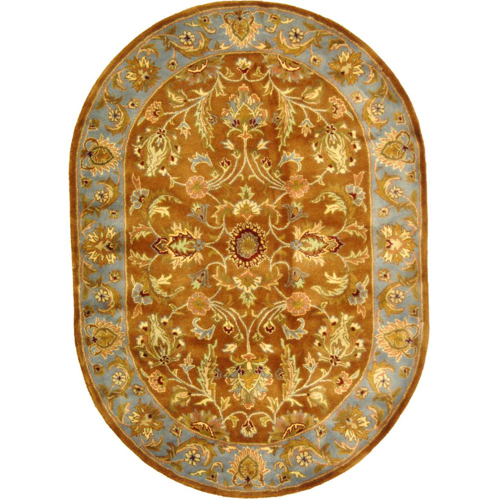 HERITAGE, BROWN / BLUE, 4'-6" X 6'-6" Oval, Area Rug, HG812A-5OV. Picture 1