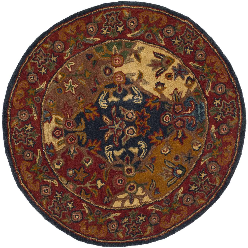 HERITAGE, MULTI / BURGUNDY, 3'-6" X 3'-6" Round, Area Rug. Picture 1