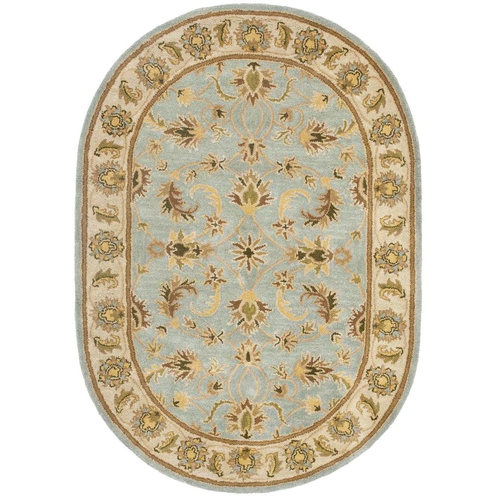 HERITAGE, LIGHT BLUE / BEIGE, 4'-6" X 6'-6" Oval, Area Rug. Picture 1