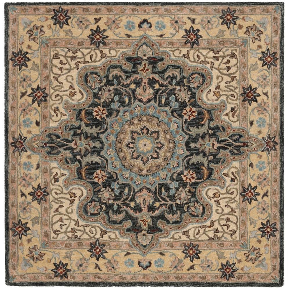 HERITAGE, CREME / BLACK, 6' X 6' Square, Area Rug. Picture 1