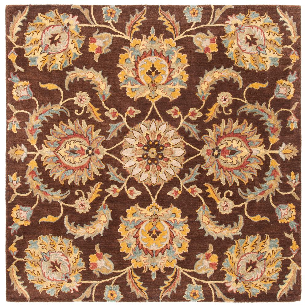 HERITAGE, BROWN / GOLD, 6' X 6' Square, Area Rug. Picture 1