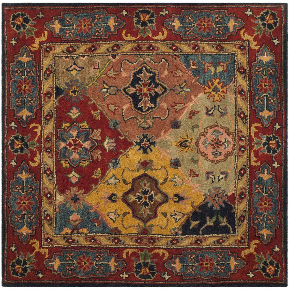 HERITAGE, RED / MULTI, 4' X 4' Square, Area Rug. Picture 1