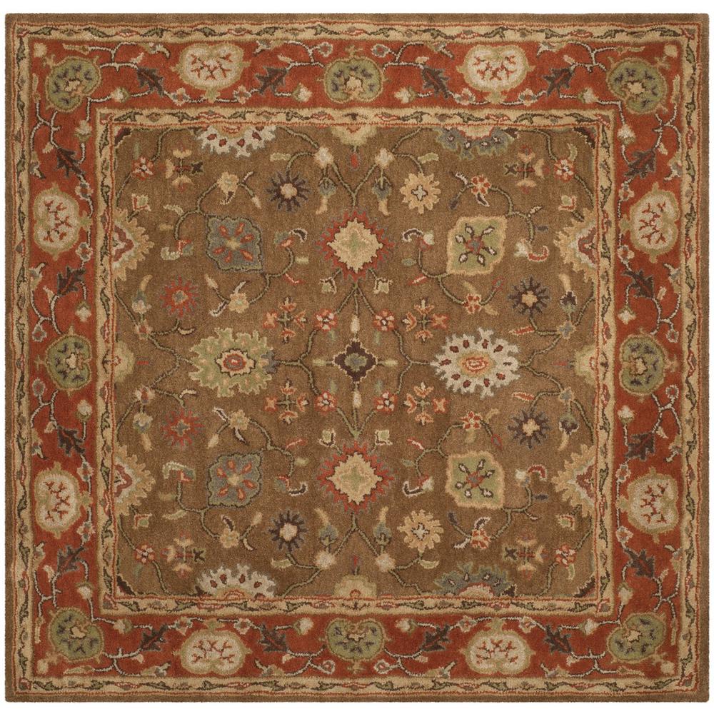 HERITAGE, MOSS / RUST, 6' X 6' Square, Area Rug. Picture 1