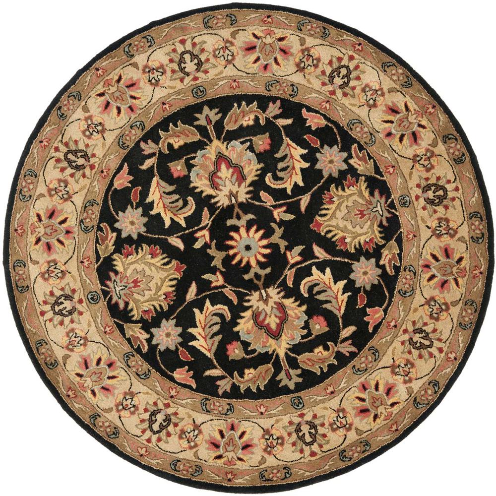 HERITAGE, BLACK / BEIGE, 6' X 6' Round, Area Rug. Picture 1