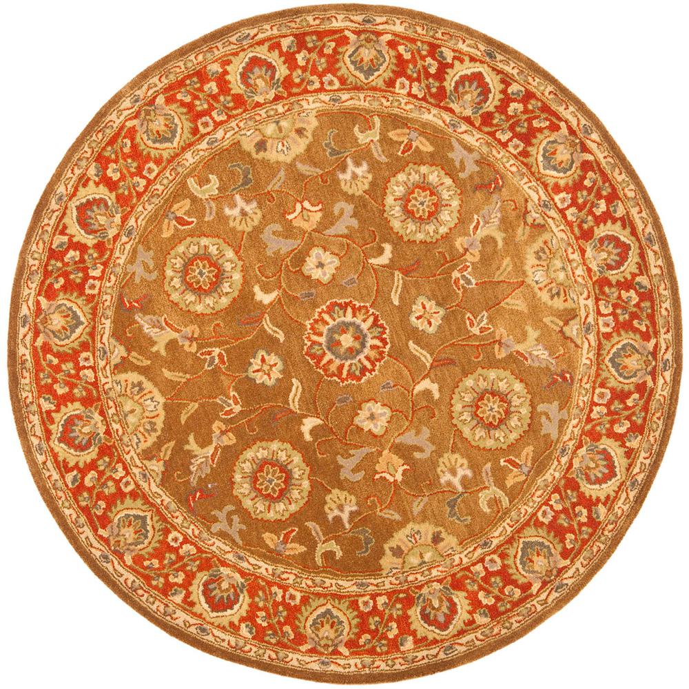 HERITAGE, BEIGE / RUST, 6' X 6' Round, Area Rug. Picture 1