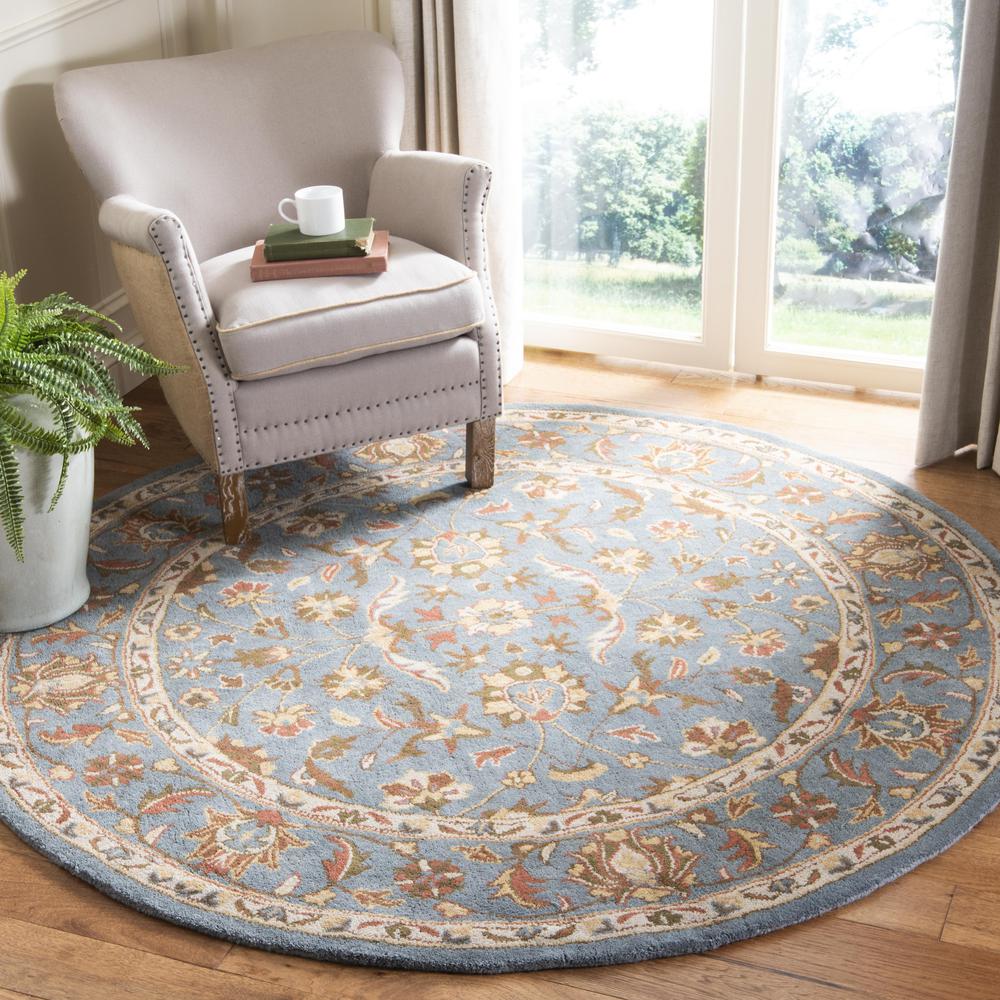 HERITAGE, BLUE / BLUE, 6' X 6' Round, Area Rug. Picture 3
