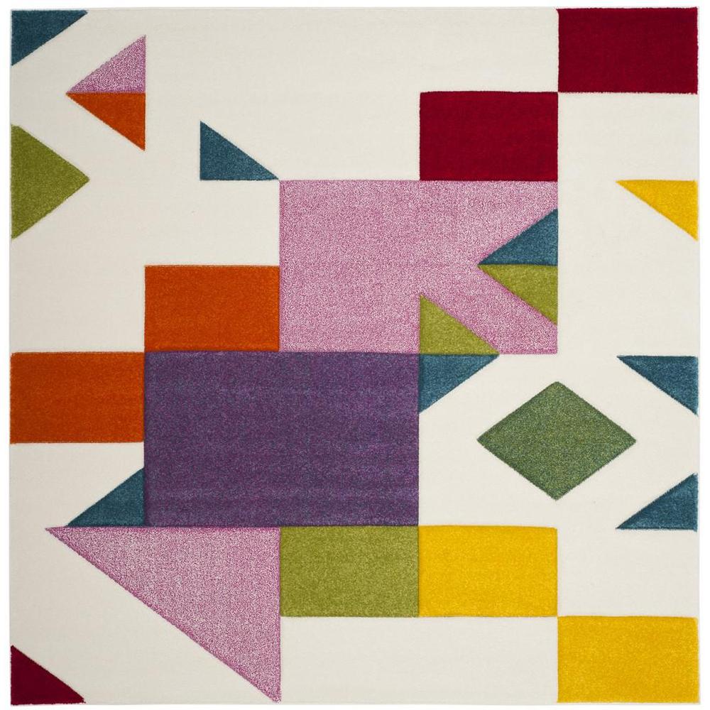 HOLLYWOOD, IVORY / ROSE, 6'-7" X 6'-7" Square, Area Rug, HLW702A-7SQ. Picture 1