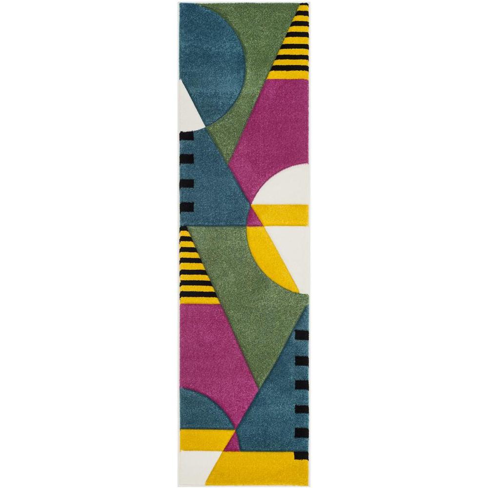 HOLLYWOOD, PEACOCK BLUE / FUCHSIA, 2'-3" X 10', Area Rug. Picture 1