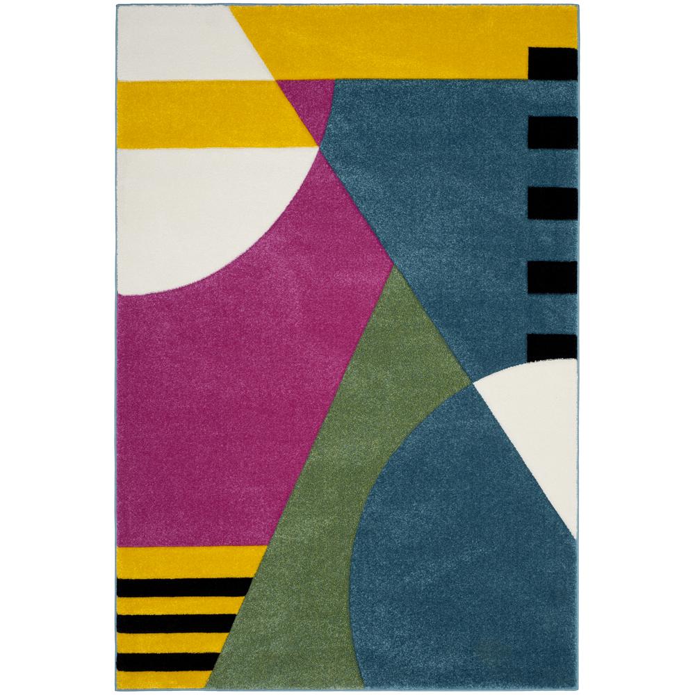 HOLLYWOOD, PEACOCK BLUE / FUCHSIA, 5'-3" X 7'-6", Area Rug. Picture 3