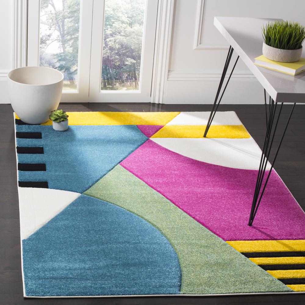 HOLLYWOOD, PEACOCK BLUE / FUCHSIA, 5'-3" X 7'-6", Area Rug. Picture 4