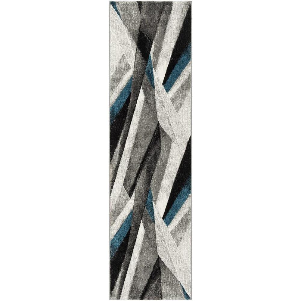 HOLLYWOOD, GREY / TEAL, 2'-3" X 10', Area Rug, HLW710D-210. Picture 1