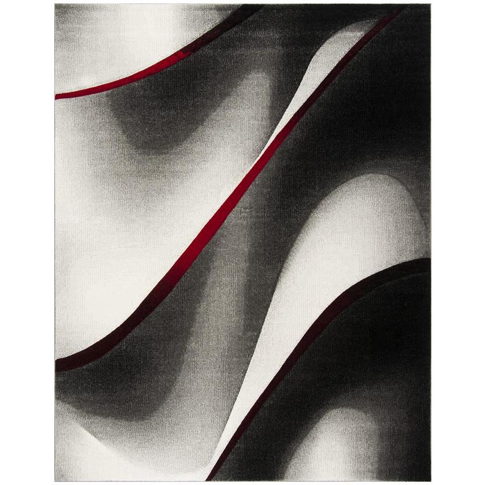 HOLLYWOOD, GREY / RED, 8' X 10', Area Rug. Picture 1
