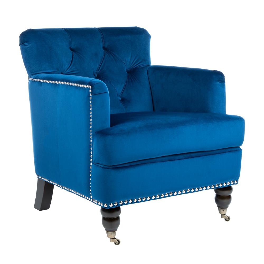 Colin Tufted Club Chair, Navy Blue/Espresso. Picture 9