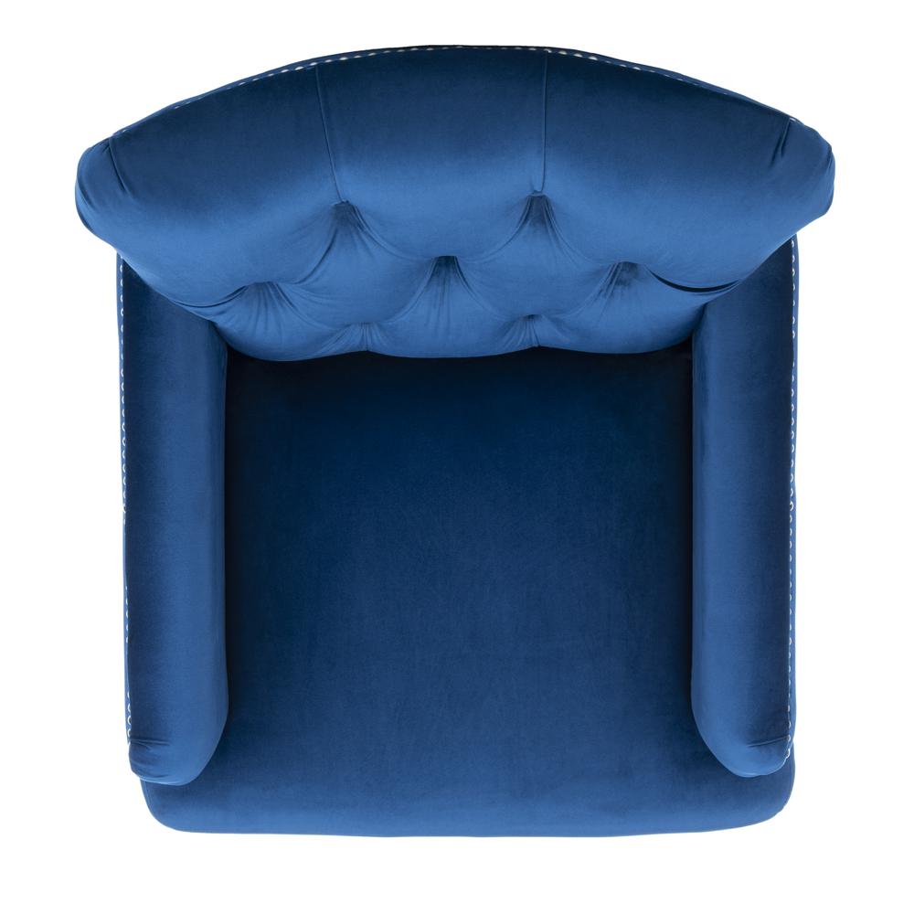 Colin Tufted Club Chair, Navy Blue/Espresso. Picture 12