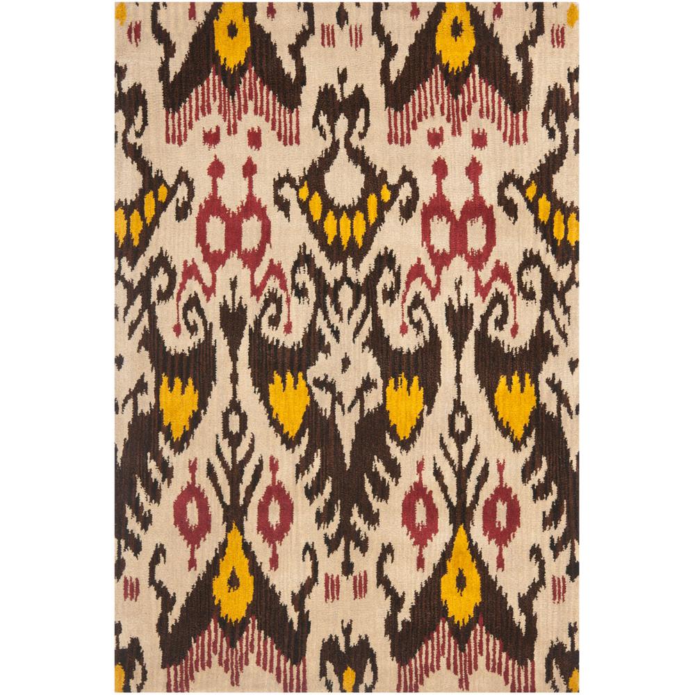 IKAT, BEIGE / BROWN, 4' X 6', Area Rug. Picture 1
