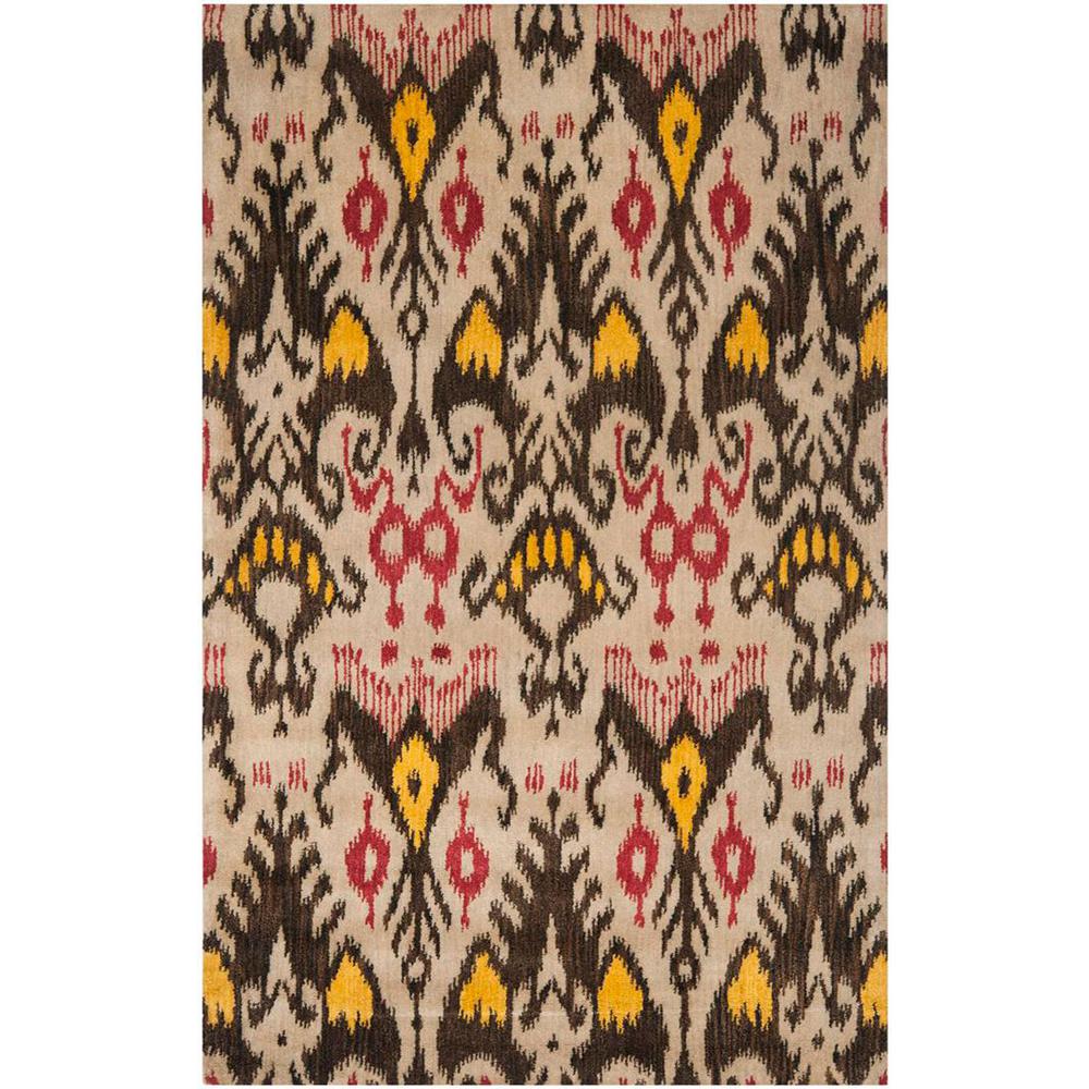IKAT, BEIGE / BROWN, 5' X 8', Area Rug. Picture 1