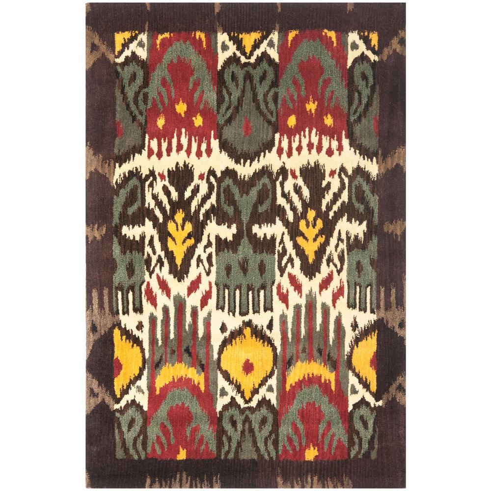 IKAT, CREME / BROWN, 4' X 6', Area Rug. Picture 1