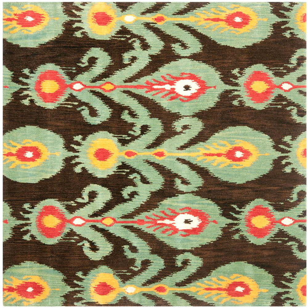 IKAT, CHARCOAL / BLUE, 6' X 6' Square, Area Rug, IKT219A-6SQ. Picture 1