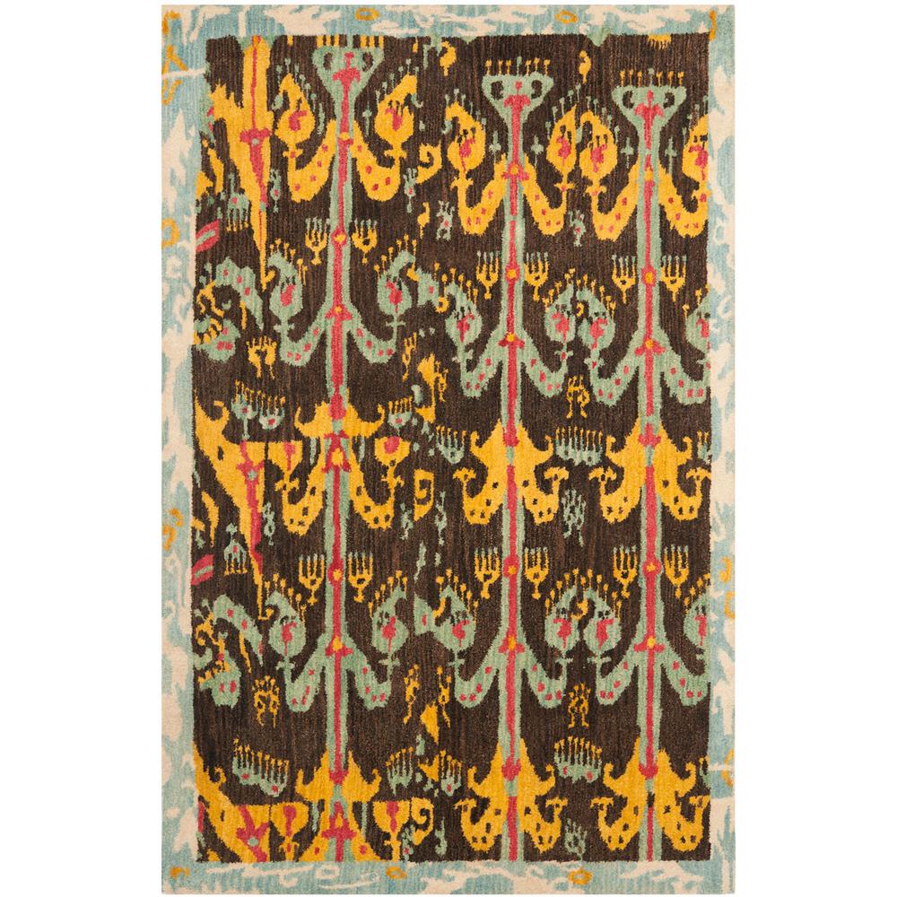 IKAT, CHARCOAL / BLUE, 4' X 6', Area Rug, IKT221A-4. Picture 1