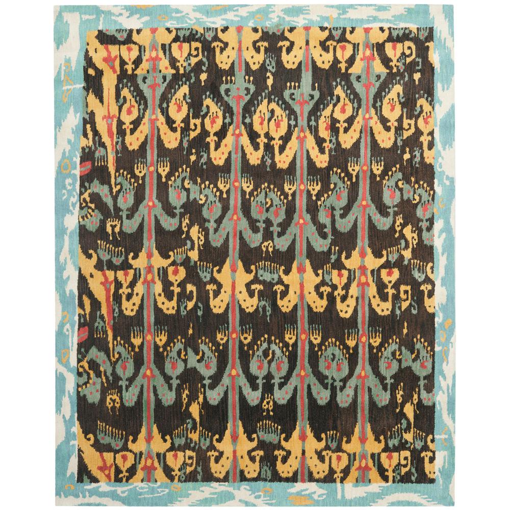 IKAT, CHARCOAL / BLUE, 8' X 10', Area Rug. Picture 1
