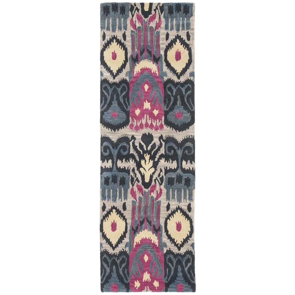 IKAT, BEIGE / BLUE, 2'-3" X 8', Area Rug. Picture 1