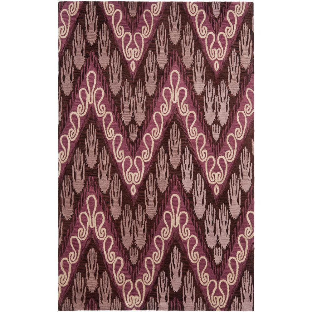IKAT, DARK BROWN / PURPLE, 5' X 8', Area Rug. Picture 1