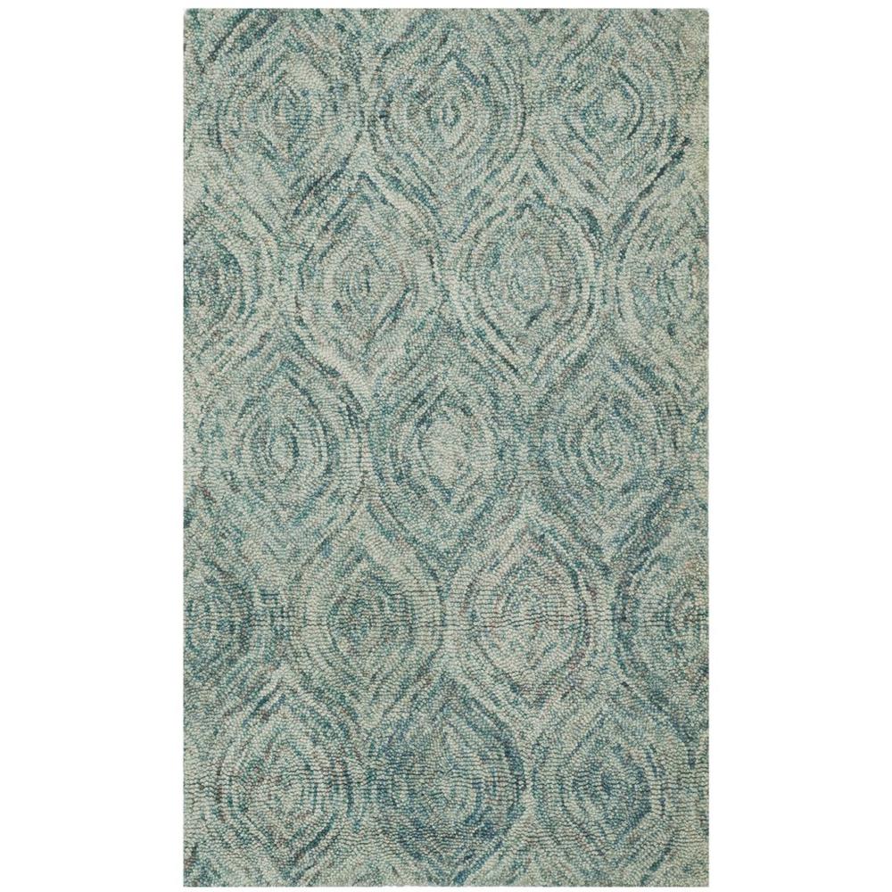IKAT, IVORY / SEA BLUE, 3' X 5', Area Rug. Picture 1