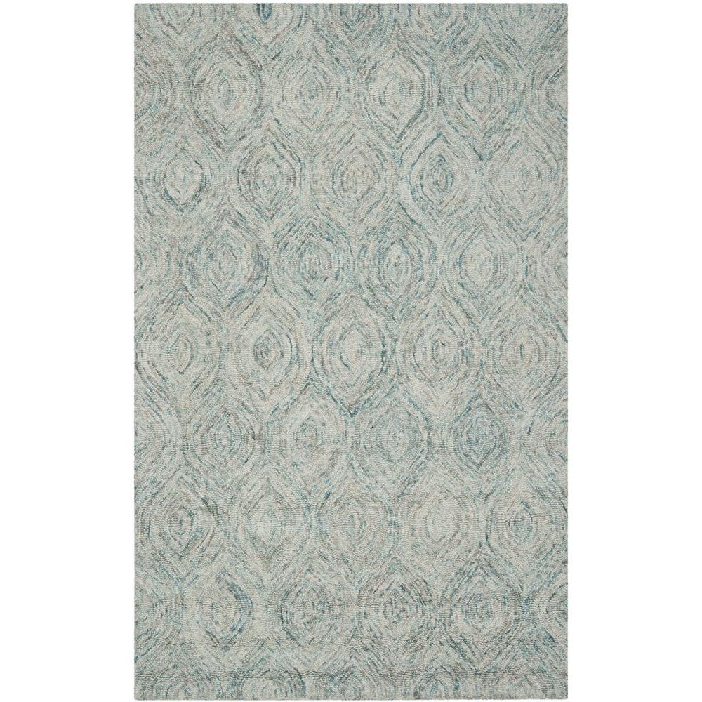 IKAT, IVORY / SEA BLUE, 5' X 8', Area Rug. Picture 1