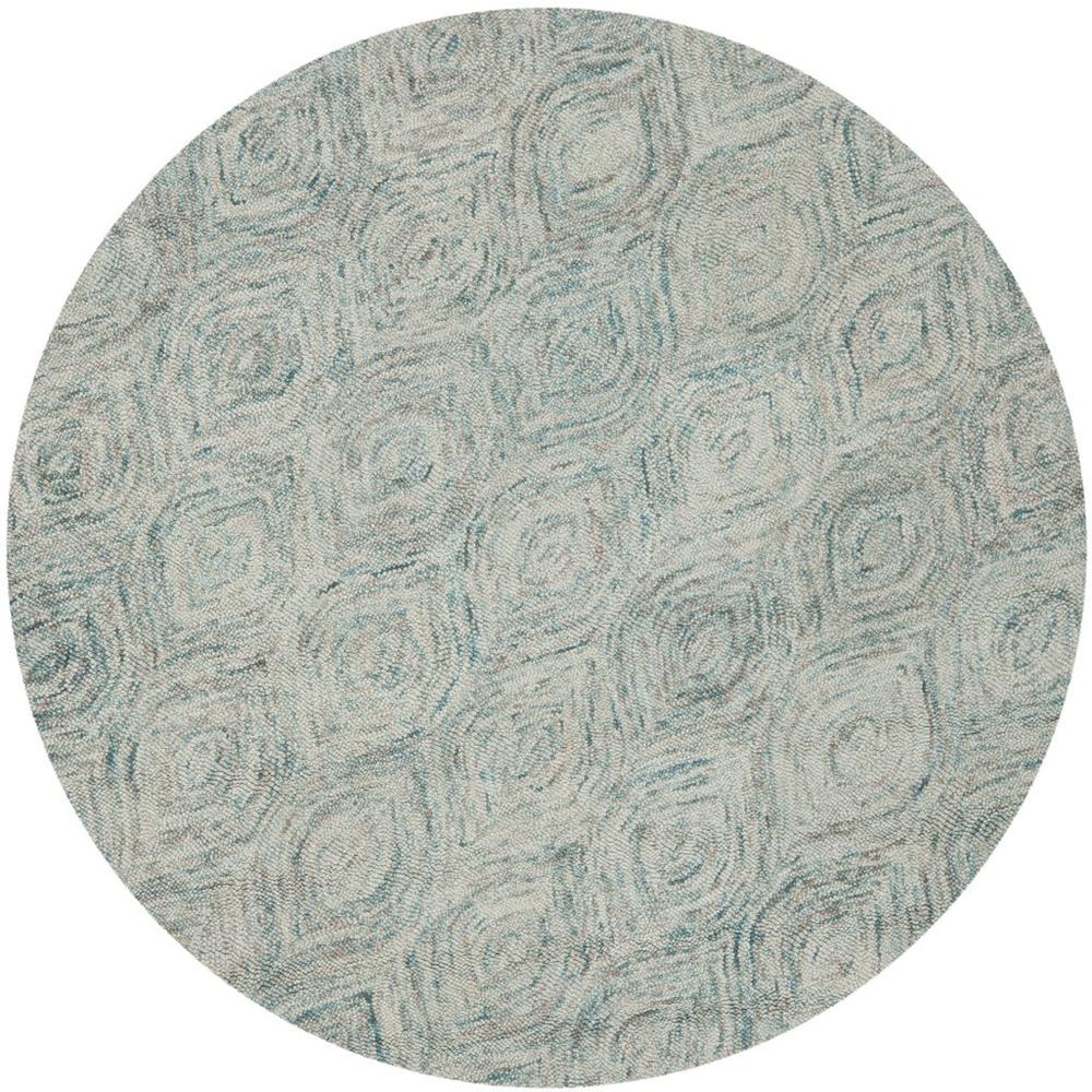 IKAT, IVORY / SEA BLUE, 6' X 6' Round, Area Rug. Picture 1