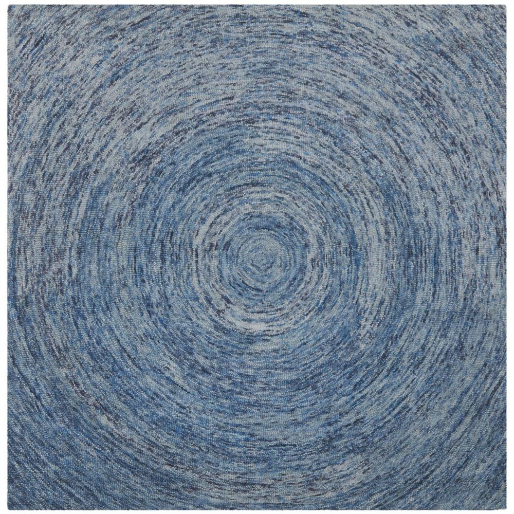 IKAT, DARK BLUE / MULTI, 6' X 6' Square, Area Rug. Picture 1